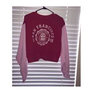 PACSUN | Pink/red cropped sweatshirt